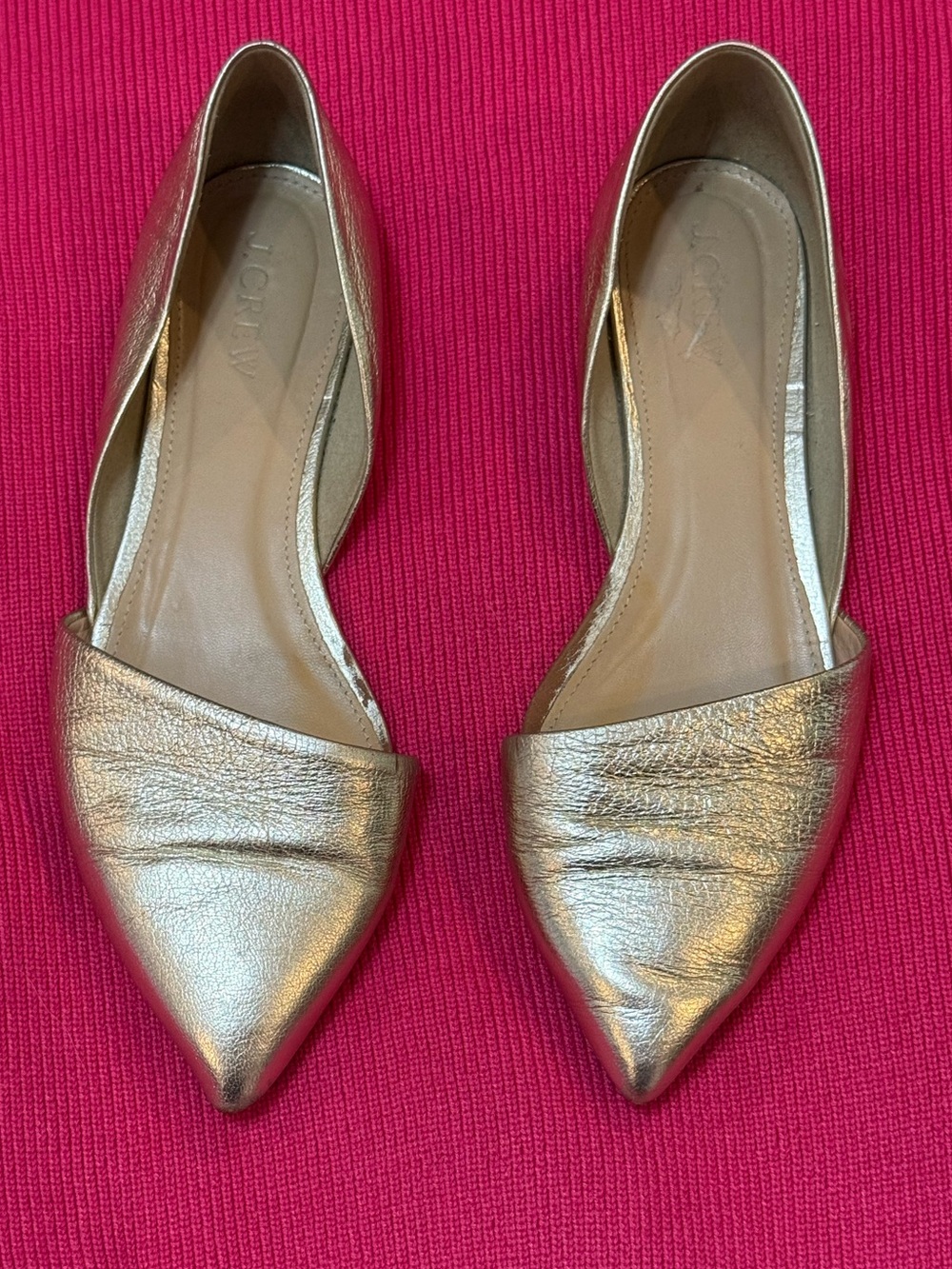 J. Crew Metallic Gold Pointed Toe D'Orsay Flats
